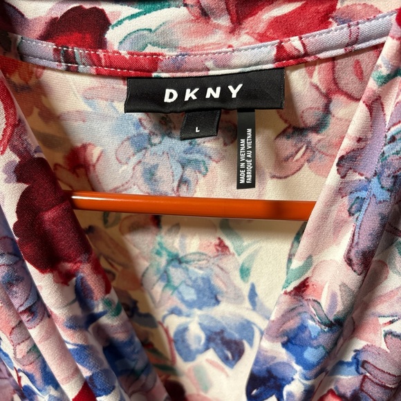 DKNY Floral Cowl Neck Blouse - Red, Blue, Purple - Picture 2 of 4